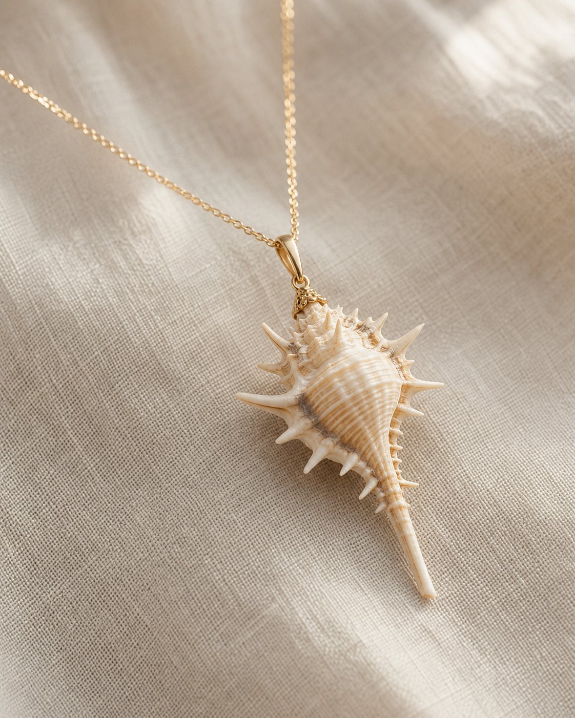 A one-of-one spiked shell necklace, never to be repeated